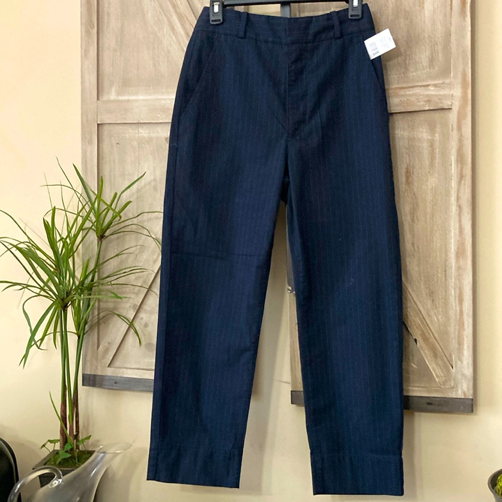 ADRIANO GOLDSCHMIED Navy Blue Pinstripe Trousers WOMEN
